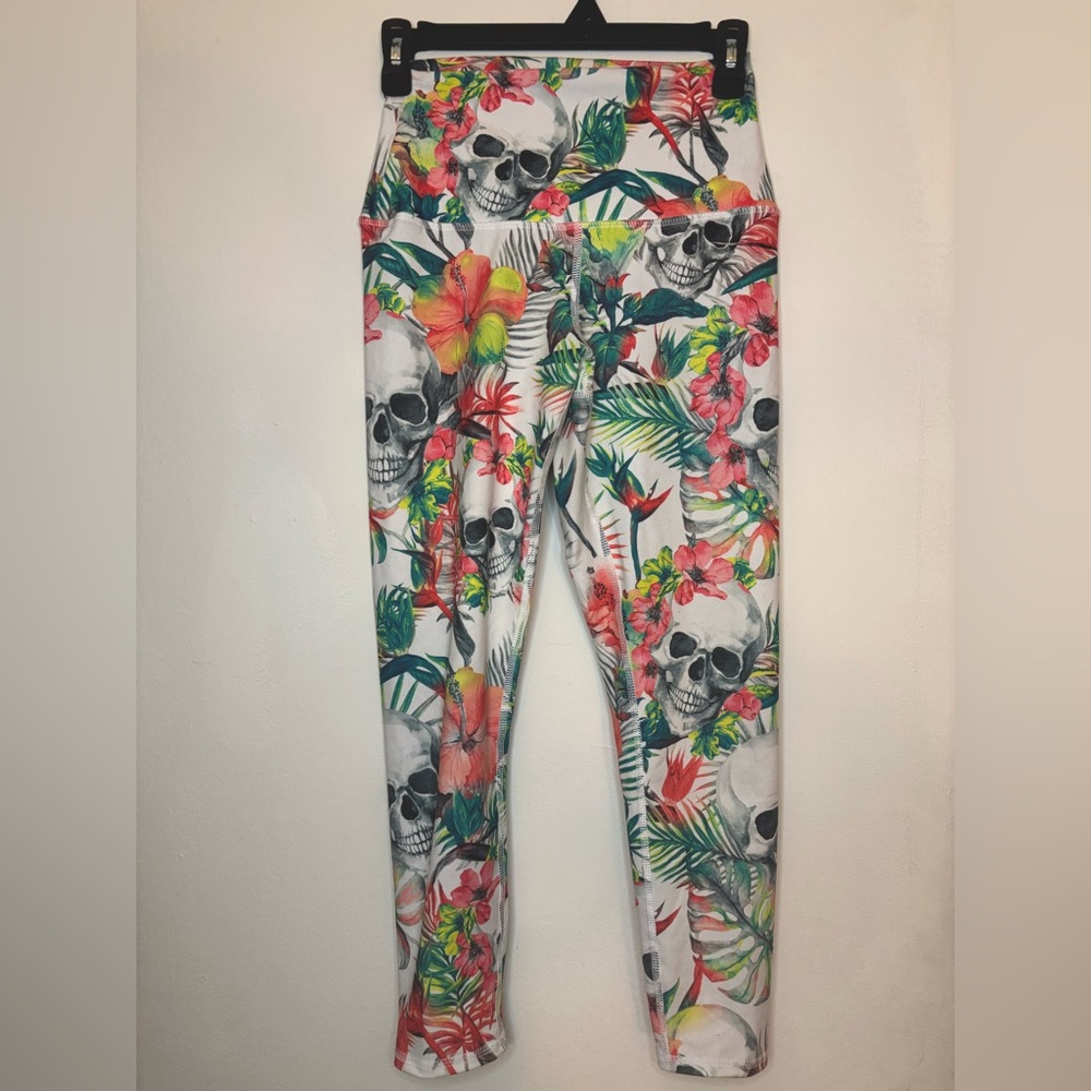 Evolution and Creation Skulls & Flowers Leggings size M